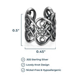 MORGAN & PAIGE .925 Sterling Silver Celtic Heart Knot Ear Cuff Earrings for Women - Rose Gold, Yellow Gold Plated or Oxidized Silver Ear Cuffs Non Piercing, Cartilage Earring Silver Ear Clips Jewelry