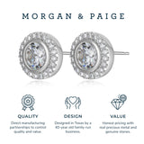 MORGAN & PAIGE 14K Rose Gold Plated or Rhodium Plated .925 Sterling Silver Floating Halo 7mm Round Cubic Zirconia 1/2" Stud Earrings