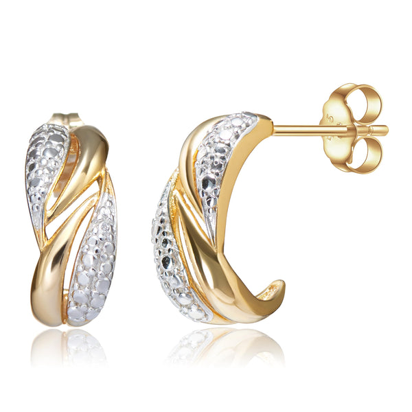 MORGAN & PAIGE 14k Yellow Gold Plated Sterling Silver Two Tone Twisted J-Hoop Earrings