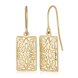 MORGAN & PAIGE .925 Sterling Silver 18k Gold Plated or Oxidized Celtic Knot Silver Dangle Earrings for Women - Sterling Silver Earrings Rectangle Drop Pendant, Silver Jewelry Gift for Her