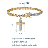 MORGAN & PAIGE Bronze Rhodium, 14k Rose Gold or 18k Yellow Gold Plated Diamond Accent Tennis Bracelets for Women Trendy - Charm Womens Bracelets with Accent S-Link Chain, Gift Jewelry 7.25 inch