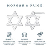 MORGAN & PAIGE Rhodium Plated .925 Sterling Silver Tiny Star of David Stud Earrings