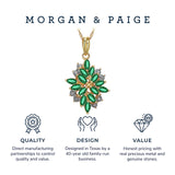 MORGAN & PAIGE 18K Yellow Gold Plated 925 Sterling Silver Diamond-Accented Gemstone Birthstone Cluster Pendant Necklace, 18"