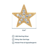 MORGAN & PAIGE .925 Sterling Silver Rhodium or 18K Gold Plated Cubic Zirconia Pave Star Stud Earrings for Women or CZ Star Pendant Necklace - Dainty Hypoallergenic Silver Necklace for Women Jewelry