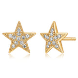 MORGAN & PAIGE .925 Sterling Silver Rhodium or 18K Gold Plated Cubic Zirconia Pave Star Stud Earrings for Women or CZ Star Pendant Necklace - Dainty Hypoallergenic Silver Necklace for Women Jewelry