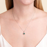 MORGAN & PAIGE Gemstone Lab-Created Birthstone Pendant Love Knot Necklace Featuring Rhodium-Plated Sterling Silver with Faceted Cable Chain, Love Knot Necklace, Birthstone Necklaces for Women