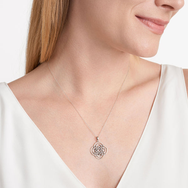 MORGAN & PAIGE Oxidized 925 Sterling Silver Celtic Knot Medallion, Heart, Clover and Solomon Knot Pendant Necklace, 18"