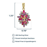 MORGAN & PAIGE 18K Yellow Gold Plated 925 Sterling Silver Diamond-Accented Gemstone Birthstone Cluster Pendant Necklace, 18"