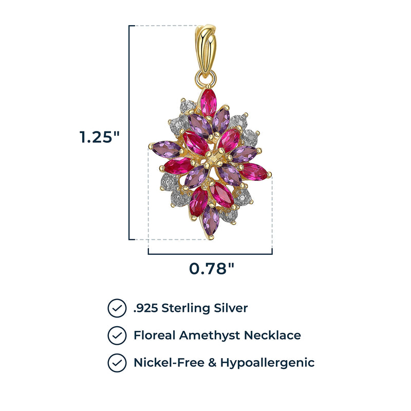 MORGAN & PAIGE 18K Yellow Gold Plated 925 Sterling Silver Diamond-Accented Gemstone Birthstone Cluster Pendant Necklace, 18"