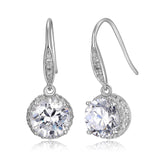 MORGAN & PAIGE Rhodium-Plated Sterling Silver Cubic Zirconia Halo-Setting Dangle Drop Earrings