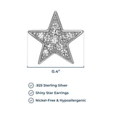 MORGAN & PAIGE .925 Sterling Silver Rhodium or 18K Gold Plated Cubic Zirconia Pave Star Stud Earrings for Women or CZ Star Pendant Necklace - Dainty Hypoallergenic Silver Necklace for Women Jewelry