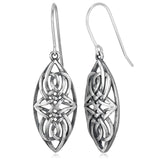 Morgan & Paige 925 Sterling Silver Oxidized Celtic Knot Rectangle Diamond Shape or Oval Infinity Drop Earrings for Women