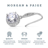 MORGAN & PAIGE Rhodium-Plated Sterling Silver Cubic Zirconia Halo-Setting Dangle Drop Earrings