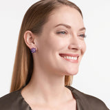 MORGAN & PAIGE Rhodium-Plated .925 Sterling Silver Genuine Purple Amethyst Flower Cluster 3/4" Prong-Setting Stud Earrings