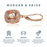 MORGAN & PAIGE .925 Sterling Silver 14K Rose Gold Plated Champagne and White Cubic Zirconia Round Halo Stud or Halo Drop Earrings, Hypoallergenic Sterling Silver Earrings Jewelry for Her