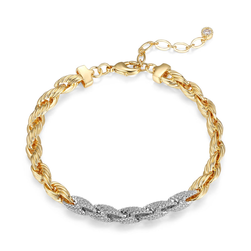 MORGAN & PAIGE Cubic Zirconia Rope Chain Bracelet 7.25" + 1.5" Extention - Choise of Width and Color