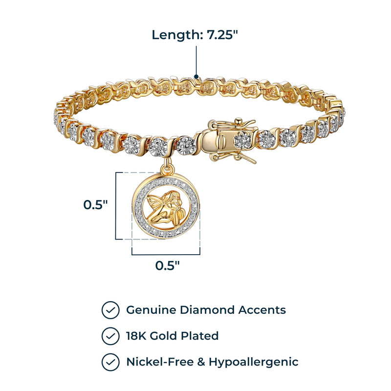 MORGAN & PAIGE Bronze Rhodium, 14k Rose Gold or 18k Yellow Gold Plated Diamond Accent Tennis Bracelets for Women Trendy - Charm Womens Bracelets with Accent S-Link Chain, Gift Jewelry 7.25 inch