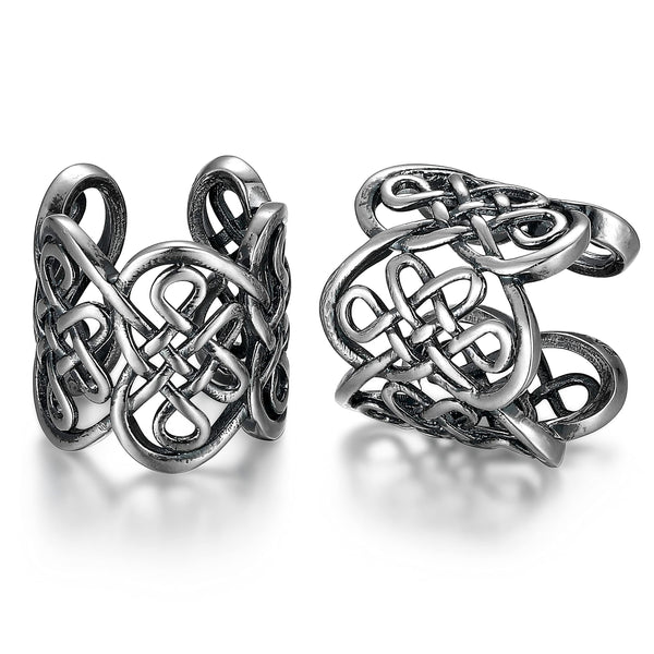 MORGAN & PAIGE .925 Sterling Silver Celtic Heart Knot Ear Cuff Earrings for Women - Rose Gold, Yellow Gold Plated or Oxidized Silver Ear Cuffs Non Piercing, Cartilage Earring Silver Ear Clips Jewelry