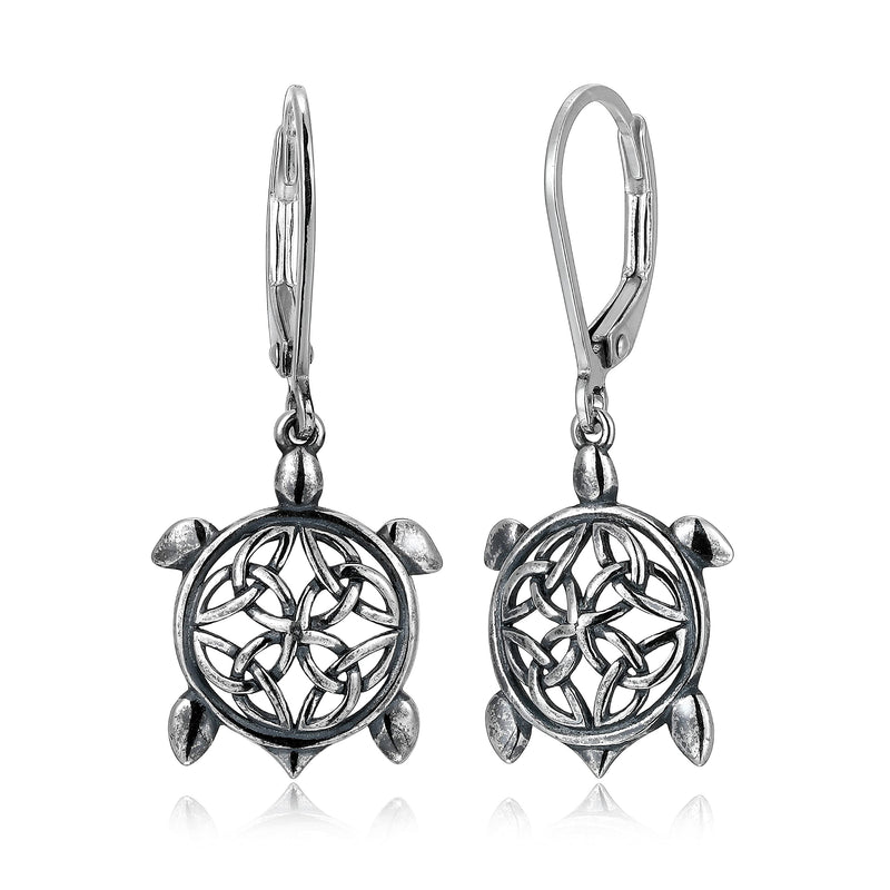 MORGAN & PAIGE .925 Sterling Silver Oxidized Celtic Knot Dangle Earrings for Women - Irish Intricate Leverback or French Wire Hook Hypoallergenic Sterling Silver Earrings, Jewelry for Her