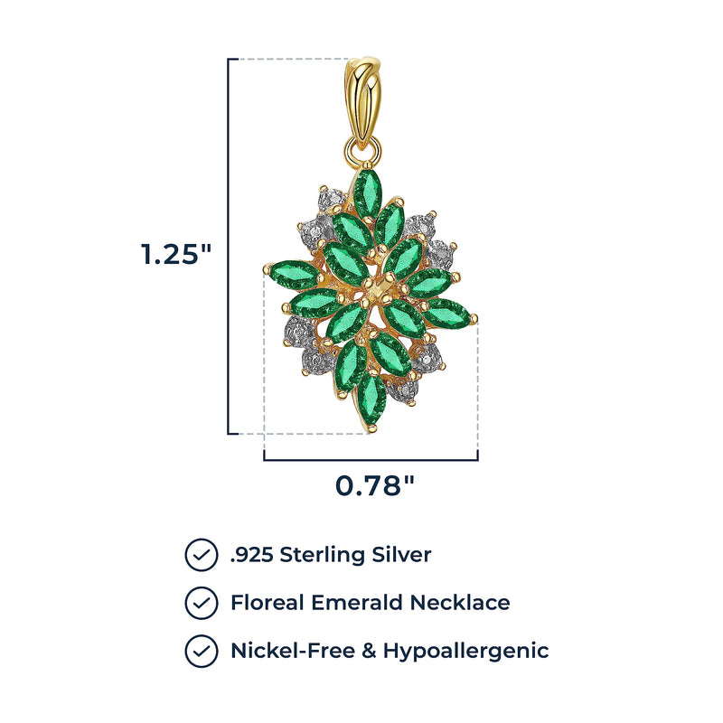 MORGAN & PAIGE 18K Yellow Gold Plated 925 Sterling Silver Diamond-Accented Gemstone Birthstone Cluster Pendant Necklace, 18"