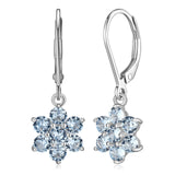 MORGAN & PAIGE .925 Sterling Silver Gemstone Birthstone Flower Cluster Leverback Dangle Drop Earrings for Women - Hypoallergenic Jewelry