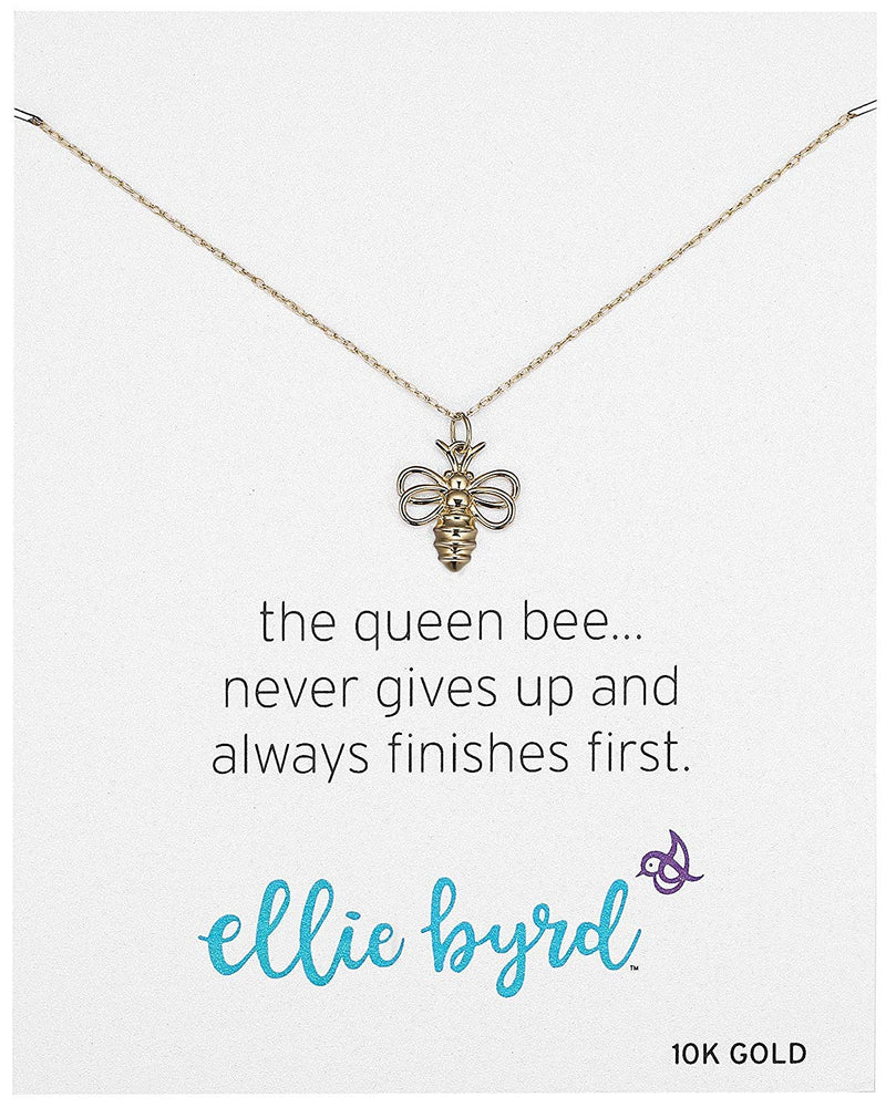 MORGAN & PAIGE Dainty 10K Yellow Gold Bumblebee Demi Fine Delicate Pendant Necklace With 18" Rope Chain