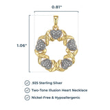 MORGAN & PAIGE 18K Yellow Gold Plated 925 Sterling Silver Two-Tone Diamond Accent and Illusion XO Heart Tennis Bracelet or Pendant Necklace