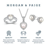 MORGAN & PAIGE .925 Sterling Silver Gemstones and White Sapphire Halo Heart Necklace, Earrings & Ring Set - Birthstone Jewelry Sets for Women, 18in Cable Chain, Size 7 Ring, Ideal Birthday Gift