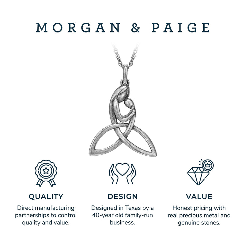 MORGAN & PAIGE .925 Sterling Silver Necklace Oxidized - Celtic Knot Cross, Shamrock Clover, Tinity Heart, Turtle, Angel and Mom Necklaces for Women, Dainty and Lightweight Intricate Design 18 inch