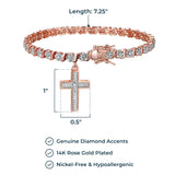 MORGAN & PAIGE Bronze Rhodium, 14k Rose Gold or 18k Yellow Gold Plated Diamond Accent Tennis Bracelets for Women Trendy - Charm Womens Bracelets with Accent S-Link Chain, Gift Jewelry 7.25 inch