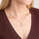 MORGAN & PAIGE 925 Sterling Silver 1" Wishbone Pendant Necklace on 18" Chain - Rose Gold/Yellow Gold/Silver