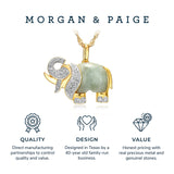 MORGAN & PAIGE .925 Sterling Silver 18K Gold Plated Genuine Jade Necklaces for Women - Elephant and White Sapphire or Turtle with 1/10 cttw Diamond Pendant, Gold Necklace for Women Jewelry 18 inch