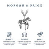 MORGAN & PAIGE .925 Sterling Silver Oxidized Horse Sterling Silver Necklace for Women, Dainty and Lightweight Charm Womens Necklaces, Gift Silver Jewelry for Her 16" Cable Chain + 2" Extender