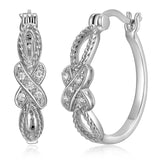 Morgan & Paige 925 Sterling Silver Cubic Zirconia Crossover or Triple Hoop Clip Top Hoop Earrings