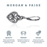 MORGAN & PAIGE .925 Sterling Silver Oxidized Celtic Knot Dangle Earrings for Women - Irish Intricate Leverback or French Wire Hook Hypoallergenic Sterling Silver Earrings, Jewelry for Her