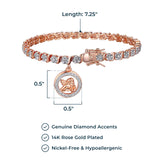 MORGAN & PAIGE Bronze Rhodium, 14k Rose Gold or 18k Yellow Gold Plated Diamond Accent Tennis Bracelets for Women Trendy - Charm Womens Bracelets with Accent S-Link Chain, Gift Jewelry 7.25 inch