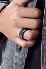 Room101 Stainless Steel with Black PVD 10mm Mens Spike Ring, Size 9