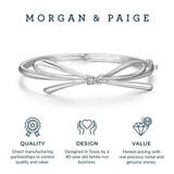 MORGAN & PAIGE Rhodium Plated 925 Sterling Silver Bow Pendant Necklace or Hinged Bangle Bracelet for Women