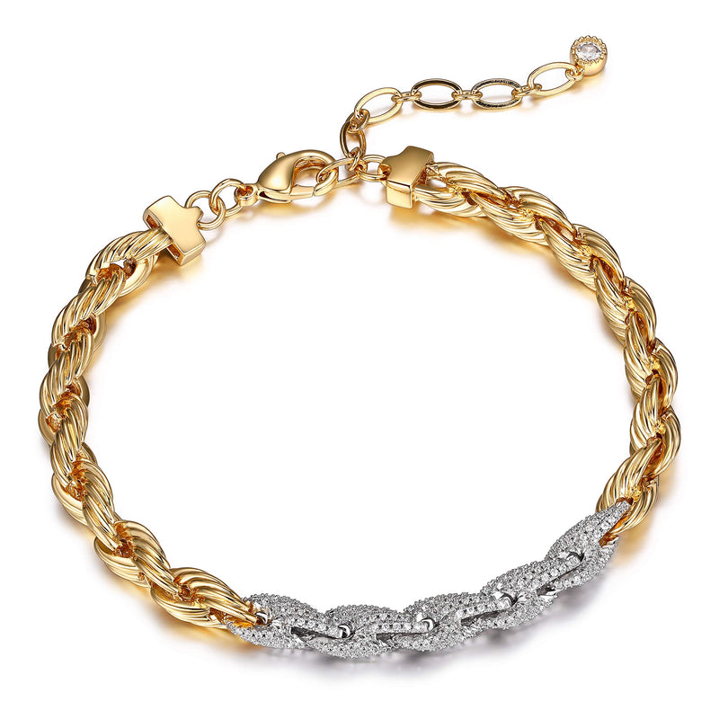 MORGAN & PAIGE Cubic Zirconia Rope Chain Bracelet 7.25" + 1.5" Extention - Choise of Width and Color