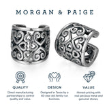 MORGAN & PAIGE .925 Sterling Silver Celtic Heart Knot Ear Cuff Earrings for Women - Rose Gold, Yellow Gold Plated or Oxidized Silver Ear Cuffs Non Piercing, Cartilage Earring Silver Ear Clips Jewelry