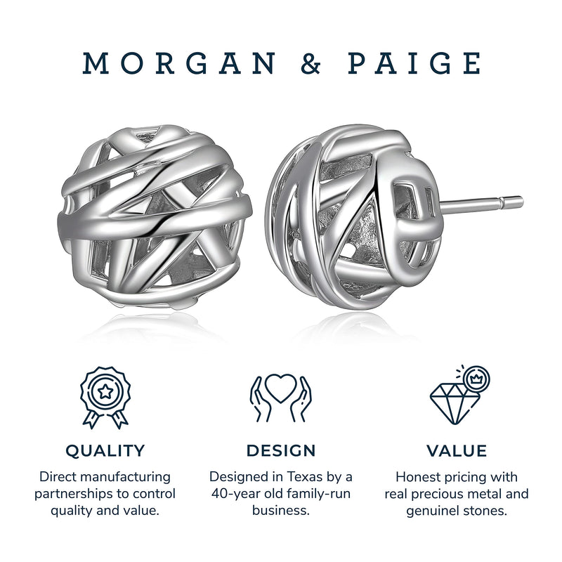 MORGAN & PAIGE 925 Sterling Silver Openwork Ball Stud Earrings