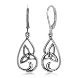 MORGAN & PAIGE .925 Sterling Silver Oxidized Celtic Knot Dangle Earrings for Women - Irish Intricate Leverback or French Wire Hook Hypoallergenic Sterling Silver Earrings, Jewelry for Her