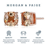 MORGAN & PAIGE .925 Sterling Silver Platinum or 14k Rose Gold Plated Cushion Brilliant Cut 7mm Cubic Zirconia Earrings Studs, 4 Prong Setting Butterfly-Back Hypoallergenic Stud Earrings for Women