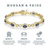 MORGAN & PAIGE 18k Yellow Gold Over Sterling Silver Created Blue and White Sapphire Bracelet, 7.25"