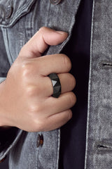 Room101 Stainless Steel with Black PVD 9mm Mens Punk Rock Ring - Size 11