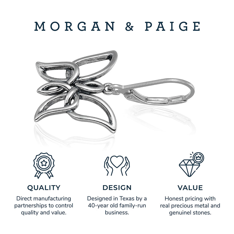 Morgan & Paige Celtic Knot Dangle or Stud Earrings for Women - 925 Sterling Silver Butterfly Drop Earring Design, Lightweight and Hypoallergenic for Sensitive Ears with Secure Clasp