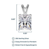 MORGAN & PAIGE .925 Sterling Silver Platinum Plated Solitaire 3/8" Cubic Zirconia Necklace - Emerald Cut or Pear Teardrop Dainty Diamond Necklaces for Women, Crystal Jewelry 18 inch