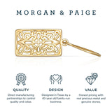 MORGAN & PAIGE .925 Sterling Silver 18k Gold Plated or Oxidized Celtic Knot Silver Dangle Earrings for Women - Sterling Silver Earrings Rectangle Drop Pendant, Silver Jewelry Gift for Her