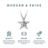 MORGAN & PAIGE .925 Sterling Silver Rhodium or 18K Gold Plated Cubic Zirconia Pave Star Stud Earrings for Women or CZ Star Pendant Necklace - Dainty Hypoallergenic Silver Necklace for Women Jewelry