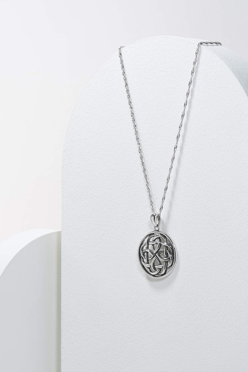 MORGAN & PAIGE Oxidized 925 Sterling Silver Celtic Knot Medallion, Heart, Clover and Solomon Knot Pendant Necklace, 18"